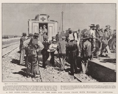 Un triste ritorno a casa, arrivo del treno della Croce Rossa Boera con i feriti a Pretoria da Frederic de Haenen