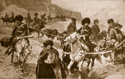 Convoglio di ambulanze cosacche nelle montagne del Caucaso, 1914-19 da Frederic de Haenen