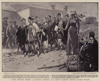 Ragazze alunne di una scuola missionaria ad Amoy durante la loro passeggiata quotidiana da Frederic de Haenen