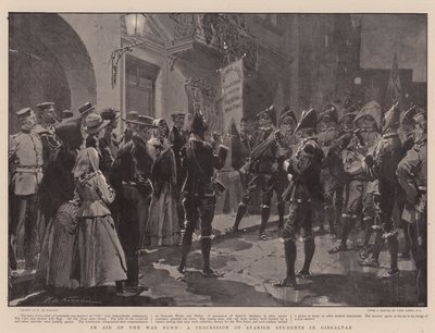 A sostegno del Fondo di Guerra, una processione di studenti spagnoli a Gibilterra da Frederic de Haenen
