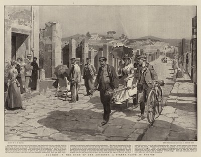 Moderni nella Casa degli Antichi, Una Scena di Strada a Pompei da Frederic de Haenen