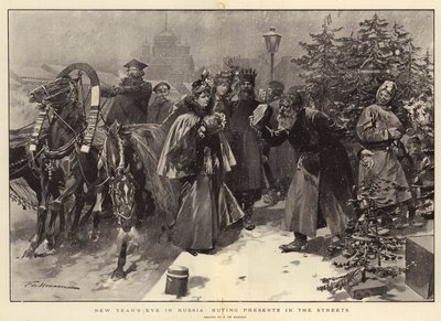 La vigilia di Capodanno in Russia, comprare regali per le strade da Frederic de Haenen