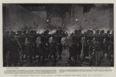 Gli scioperi belgi, la Guardia Civica spara sulla folla a Lovanio da Frederic de Haenen