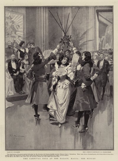 Il ballo di carnevale al palazzo, Malta, il minuetto da Frederic de Haenen