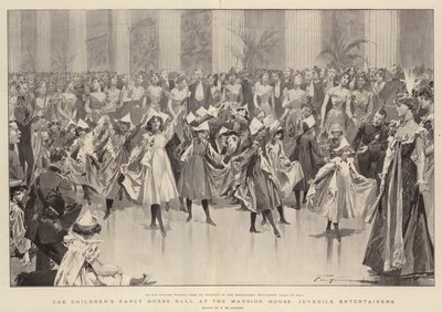 Il ballo in maschera dei bambini alla Mansion House, intrattenitori giovanili da Frederic de Haenen
