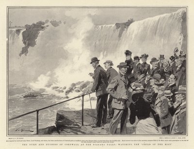 Il Duca e la Duchessa di Cornovaglia alle Cascate del Niagara, osservando il Bambino della Nebbia da Frederic de Haenen