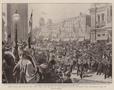 La Brigata Navale in Città, il Sindaco alla Mansion House che osserva la Processione passare da Frederic de Haenen