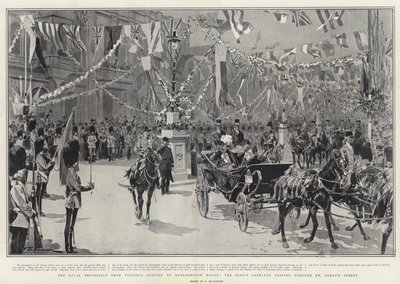 La Processione Reale dalla Stazione Victoria a Marlborough House, la Carrozza del Re che Passa per St James