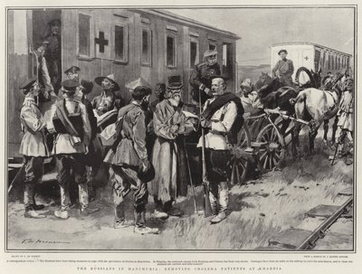 I russi in Manciuria, rimozione dei pazienti colerici a Kharbia da Frederic de Haenen