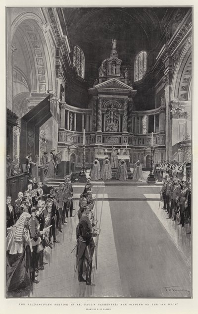 Il servizio di ringraziamento nella Cattedrale di San Paolo, il canto del Te Deum da Frederic de Haenen