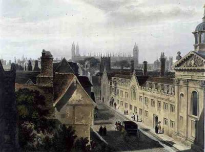 Esterno del Pembroke College, da una finestra del Peterhouse, Cambridge, da 