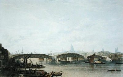 Veduta del Ponte di Southwark come appariva nel maggio 1818, inciso da W. Bennett dopo un disegno dell