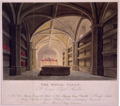 La cripta reale, Cappella di San Giorgio, Windsor, inciso da Daniel Havell da Frederick (after) Nash