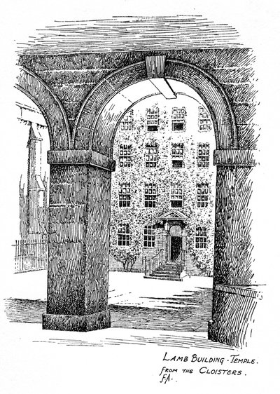 Lamb Building, Temple, dai chiostri, Londra, 1912 da Frederick Adcock