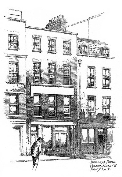 Casa di Percy Bysshe Shelley, Poland Street, Borough of Westminster, Londra da Frederick Adcock