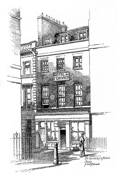 Casa di Thomas de Quincey, Soho, Londra, 1912 da Frederick Adcock