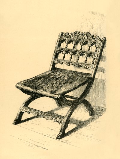 Sedia pieghevole, legno di noce, XVI-XVII secoli, 1881 da Frederick Albert Slocombe