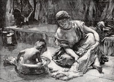 Bagno del bambino, Egitto da Frederick Arthur Bridgman