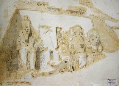 Quattro statue colossali di Ramesses II (1279-1213 a.C.) al Grande Tempio di Abu Simbel da Frederick Arthur Bridgman