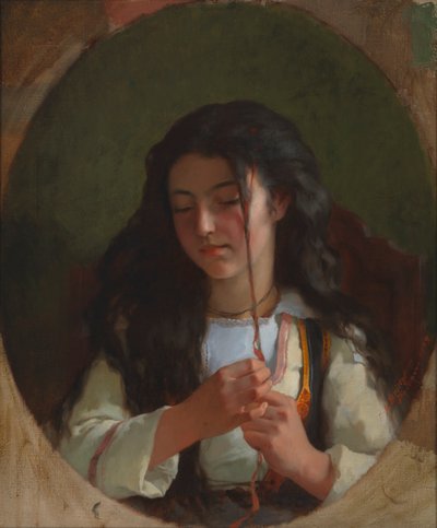 Studio di una Giovane Ragazza, Pont Aven, 1869 da Frederick Arthur Bridgman