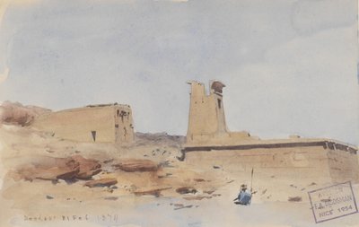 Il Tempio di Dendur, Mostrando il Pilone e la Terrazza, 1874 da Frederick Arthur Bridgman