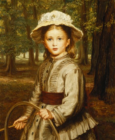 Una giovane ragazza che gioca con un cerchio da Frederick Bacon Barwell