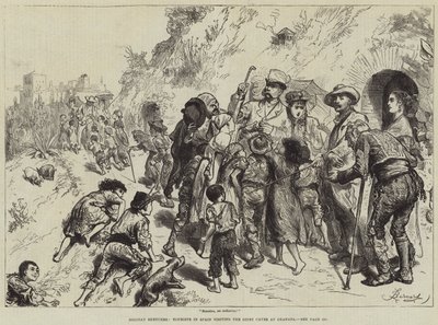 Schizzi di Vacanza, Turisti in Spagna che Visitano le Grotte dei Gitani a Granada da Frederick Barnard