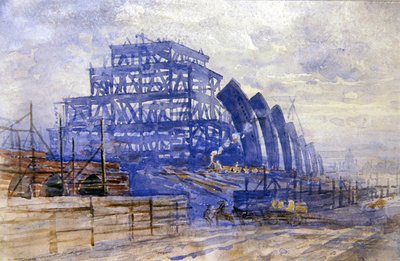 La costruzione della tettoia del treno, Stazione di St. Pancras da Frederick Barnard