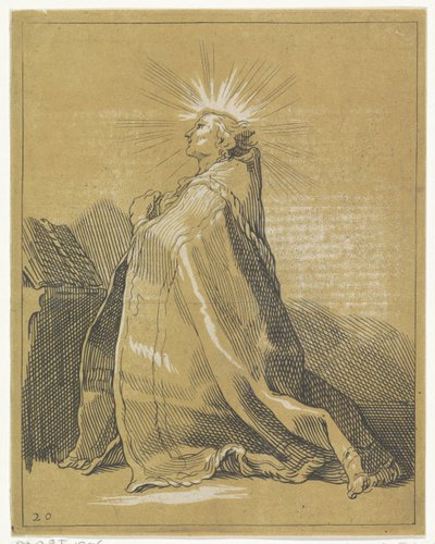 Santo inginocchiato in preghiera da Frederick Bloemaert