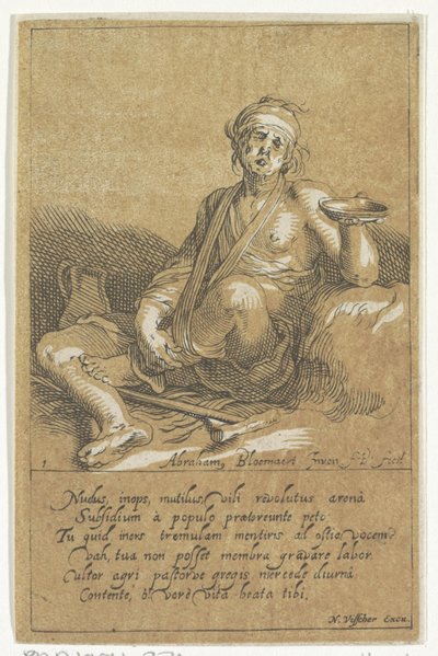 Mendicante zoppo con una ciotola da Frederick Bloemaert