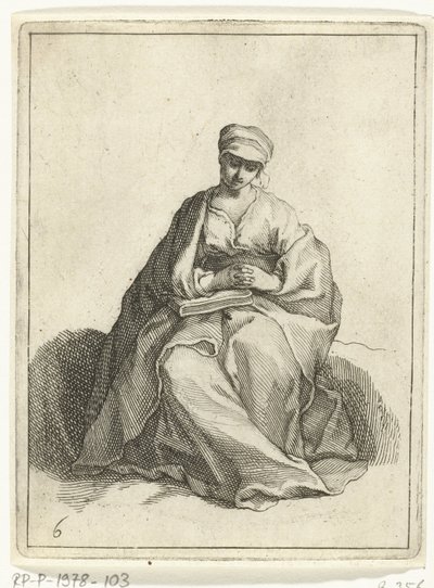Donna seduta e pregante (serie di 15 piccole figure) da Frederick Bloemaert