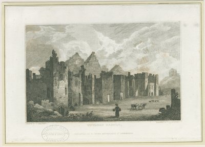 Castello di Tutbury - Cortile del Castello (incisione) da Frederick Calvert