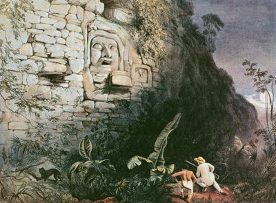 Testa di Itzam Na, Izamal, Yucatan, Messico, 1844 da Frederick Catherwood