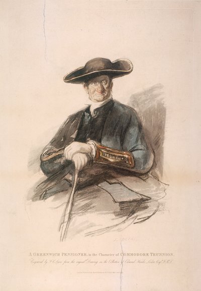 Greenwich Pensioner nel ruolo di Commodoro Trunion, Greenwich Hospital, Londra da Frederick Christian Lewis