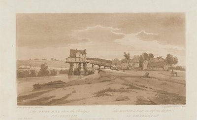 Il mulino ad acqua sopra il ponte di Charenton 1803; Tavola 20 da Vedute di Parigi, il volume Emanuel tracciato della tavola B181.25.2629 da Frederick Christian Lewis the Elder