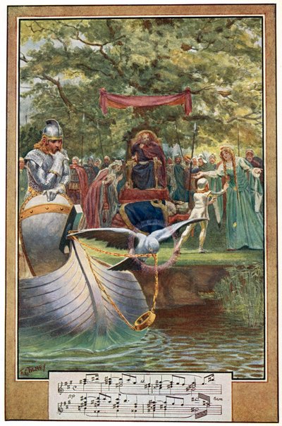 La partenza di Lohengrin, illustrazione da 