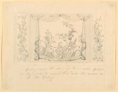 Disegno, The Royal Pavilion, Brighton, Salotto blu (sud), proposta di decorazione murale, 1820 ca. da Frederick Crace