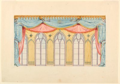 Disegno, decorazione della finestra, probabilmente per la parete est della Music Room, Royal Pavilion, Brighton, 1820 da Frederick Crace