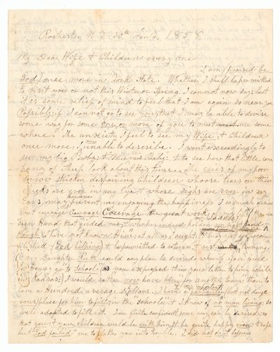Lettera scritta da John Brown e Frederick Douglass alla moglie e ai figli di Brown, 30 gennaio 1858 da Frederick Douglass