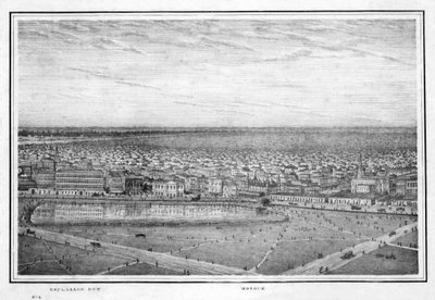Esplanade Row e moschea, panorama di Calcutta, India, c1840s da Frederick Fiebig