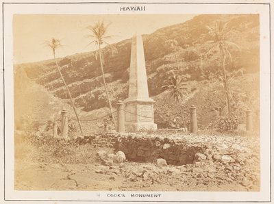 Stazione del Pacifico in HMS Triumph - Tavola 14, Monumento di Cook, Hawaii da Frederick George Denham Bedford