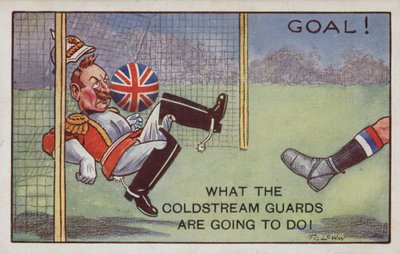 Guardia di Coldstream che calcia un gol contro il Kaiser da Frederick George Lewin