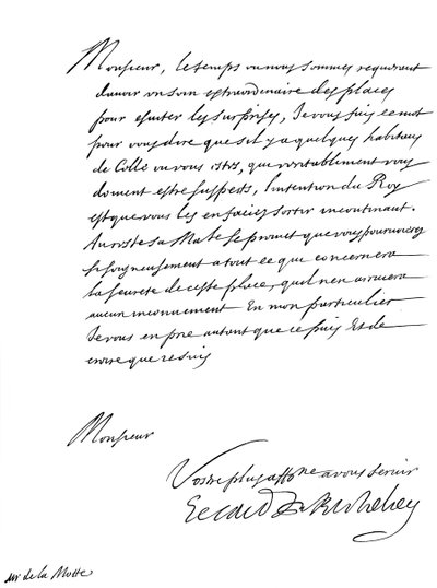 Lettera del Cardinale Richelieu, a Monsieur de la Motte, XVII secolo 1865 da Frederick George Netherclift