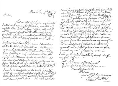 Lettera di Robert Burns a Mrs Dunlop di Haddington, 1788, 1865 da Frederick George Netherclift