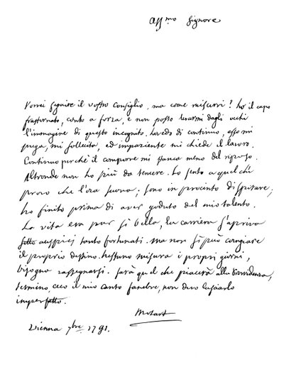 Lettera di Wolfgang Amadeus Mozart, 1791 1865 da Frederick George Netherclift