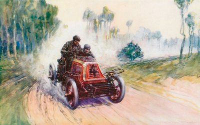 Fournier con Mors No 4 durante la corsa Parigi-Berlino del 1901, una delle poche in cui la Panhard, marchio leader dell