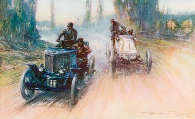 Nella corsa Parigi-Amsterdam del 1898, la Panhard bianca di Charron era dotata di volante invece di timone per la prima volta nella storia delle corse da Frederick Gordon (after) Crosby