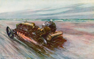 Il famoso "200" Darracq con cui Sir Algernon Guinness, Bart, raggiunse 120 mph nel 1908 da Frederick Gordon (after) Crosby