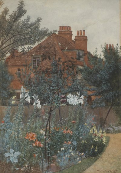 Vista di un giardino a Bedford Park da Frederick Hamilton Jackson