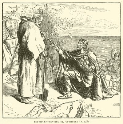 Egfrid che implora San Cuthbert (incisione) da Frederick Henry Townsend